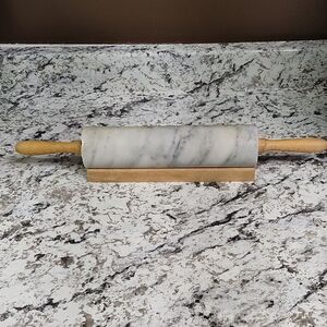Marble Rolling Pin with Wooden Handles